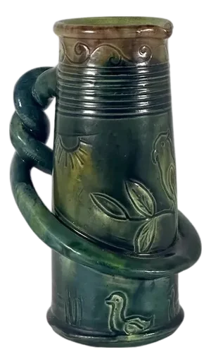 Art Nouveau Belgium Pottery Jug with Twisted Handle