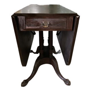 1920s Duncan Phyfe Federal Style Dropleaf Clawfoot Table For Sale