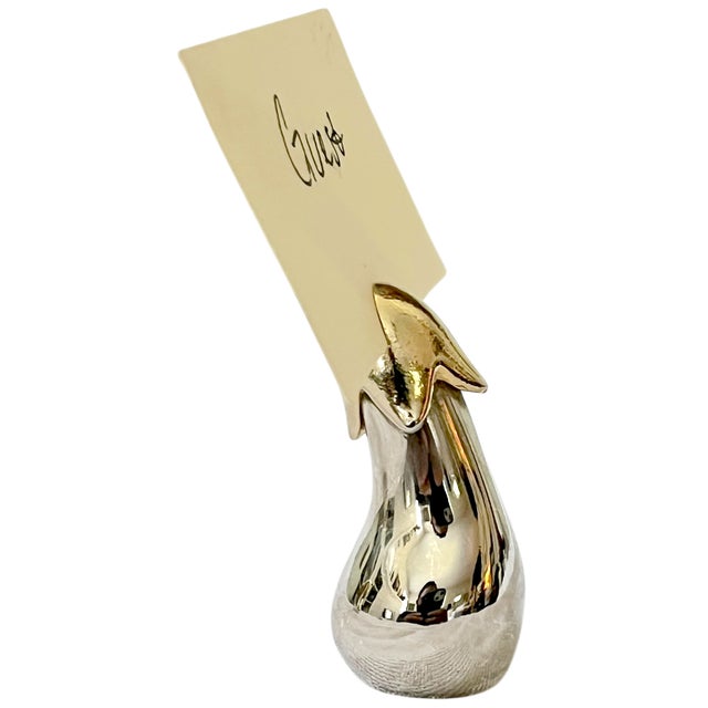 1980s Vintage Silver & Gold Eggplant Place Card Holders Twenty Available – Set of 4 For Sale - Image 5 of 10