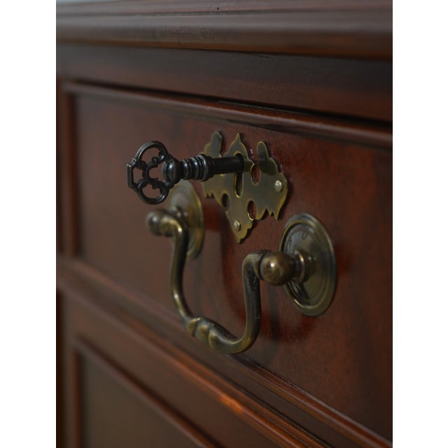 English Leather Top 3 Part Executive Partners Desk For Sale - Image 12 of 18