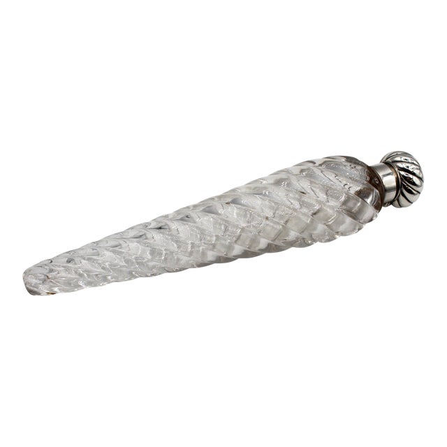 1887 English Sterling and Spiral Blown Glass Scent Bottle For Sale