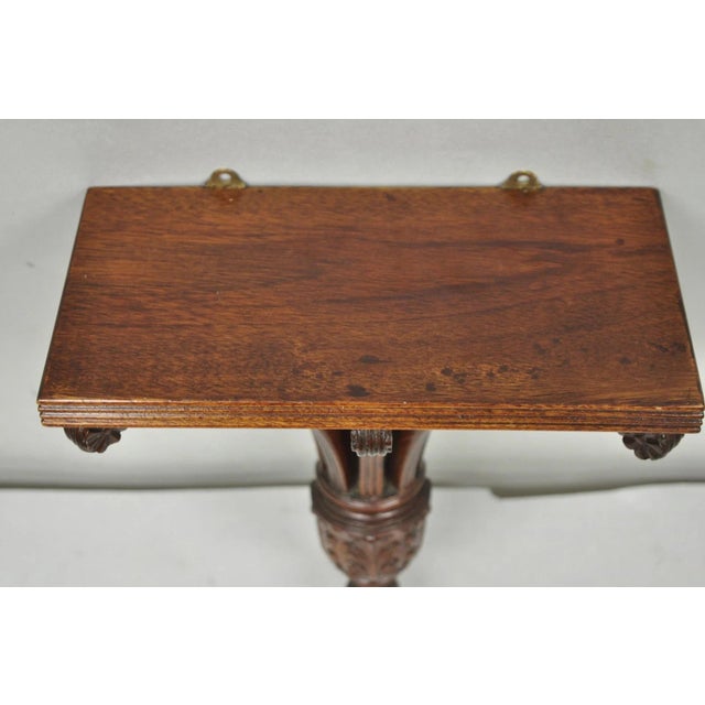 Brown Late 20th Century Regency Style Mahogany Plume Prince of Wales Carved Wall Mount Bracket Shelf For Sale - Image 8 of 13