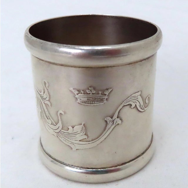 Silver Oversize Antique Childs Mark Twain Prince and the Pauper Motif Sterling Silver Napkin Ring for "Andrew"" For Sale - Image 8 of 13