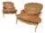 Custom-Made Louis XV–Style Giltwood Bergère Chairs in Diamond-Patterned Velvet (A Pair) For Sale
