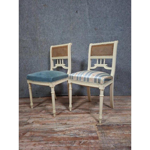 Wood Louis XVI Chairs in Lacquered Wood For Sale - Image 7 of 8