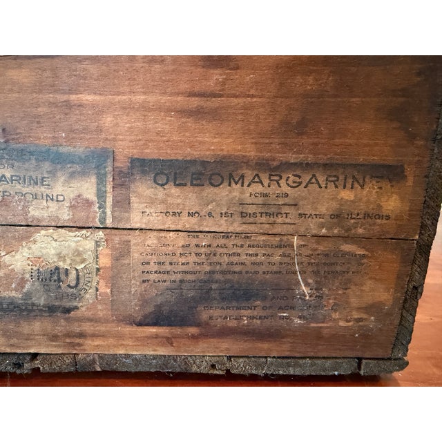 Wood Antique Jelke "Good Luck" Margarine Advertising Wooden Crate – Primitive Country Store Box With Original Illinois Tax Labels For Sale - Image 7 of 14