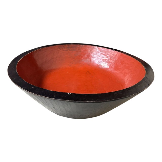 Hand-Carved Kibachi Dough Bowl in Urushi Lacquer, 1920s For Sale