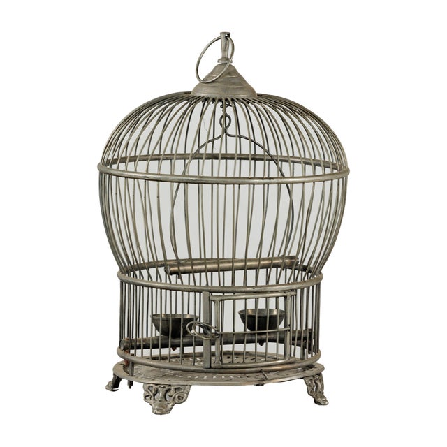 Antique Indian Brass Bird Cage with Montgolfière Form and Pierced Feet For Sale - Image 14 of 18