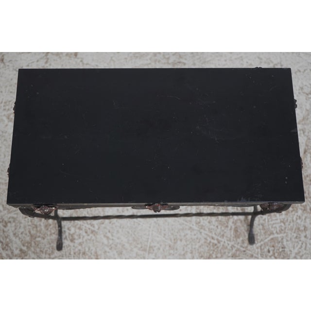 French Vintage Wrought Iron Base Marble Top Side Table For Sale - Image 3 of 12