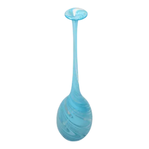 Vetro Artistico Style Murano Blown Glass Decorative Vase Baby Blue Swirls Italy