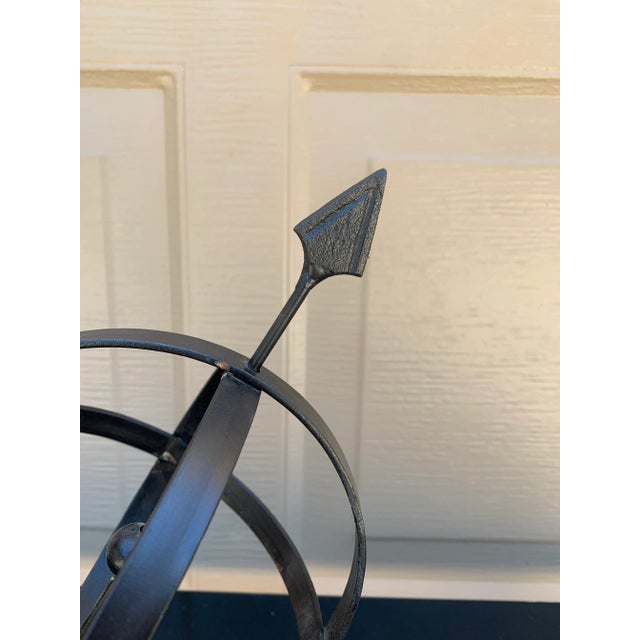 Black Iron Armillary Globe Sculpture – Traditional Landscape & Garden Decor For Sale - Image 4 of 10