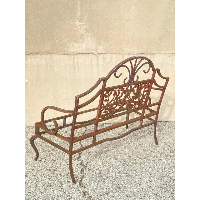 Vintage French Art Nouveau Style Leafy Vine Cast Aluminum Garden Patio Bench For Sale - Image 10 of 10