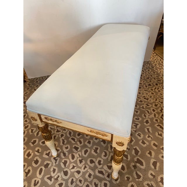 French Louis XVI Style Painted Bench, 1950s For Sale - Image 14 of 15