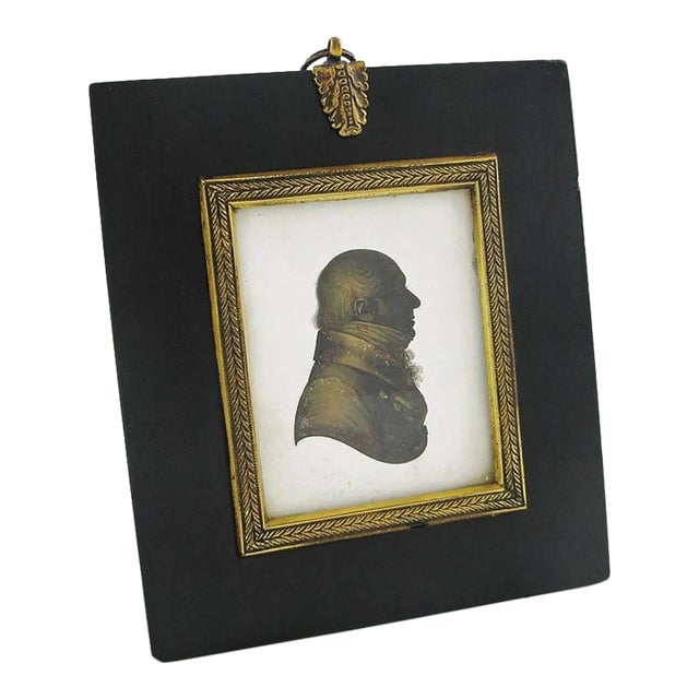 Miers & Field London Silhouette Miniature Portrait of Gentleman in Profile Antique For Sale