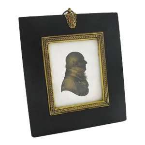Miers & Field London Silhouette Miniature Portrait of Gentleman in Profile Antique