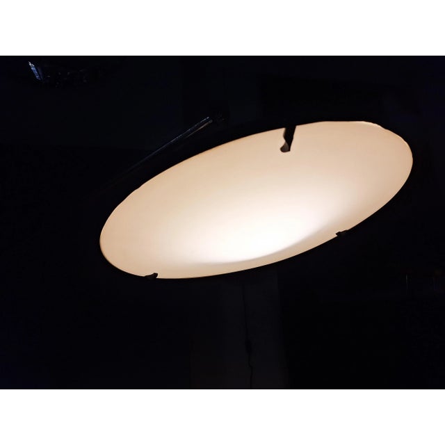 Large Floor Lamp in Chromed Metal with Black Acrylic Glass Lampshade and Travertine Base, 1960s For Sale - Image 13 of 18