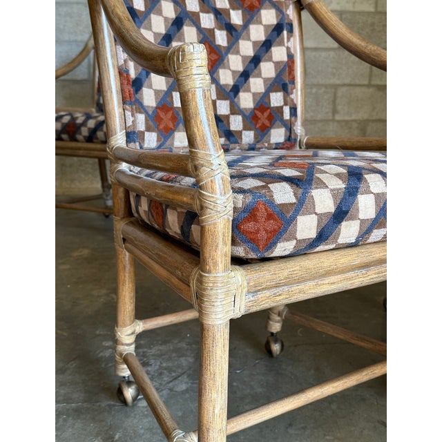 1970s Elinor McGuire for McGuire Target Back Bamboo, Cane, and Leather Armchairs- Set of 4 For Sale - Image 9 of 12