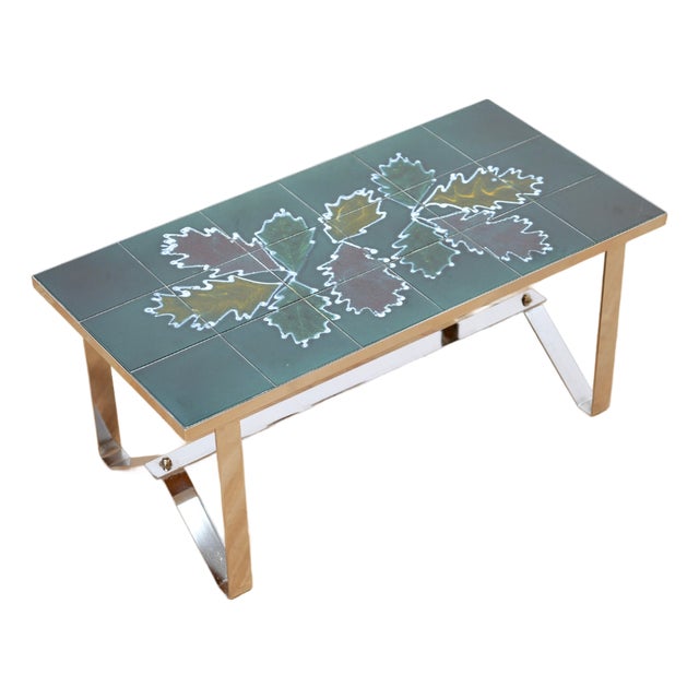 1970s Post Modern Chrome & Tile Coffee Table For Sale
