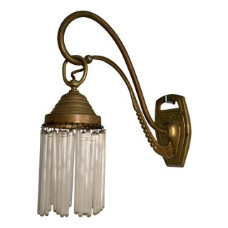 Early Art Deco Brass and Glass Wall Sconces, 1919, Set of 2 For Sale