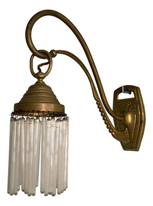 Early Art Deco Brass and Glass Wall Sconces, 1919, Set of 2