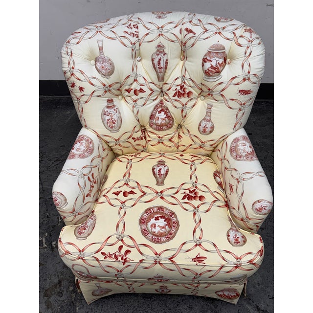 Textile Sherrill Furniture Tufted Lounge Arm Chair For Sale - Image 7 of 12