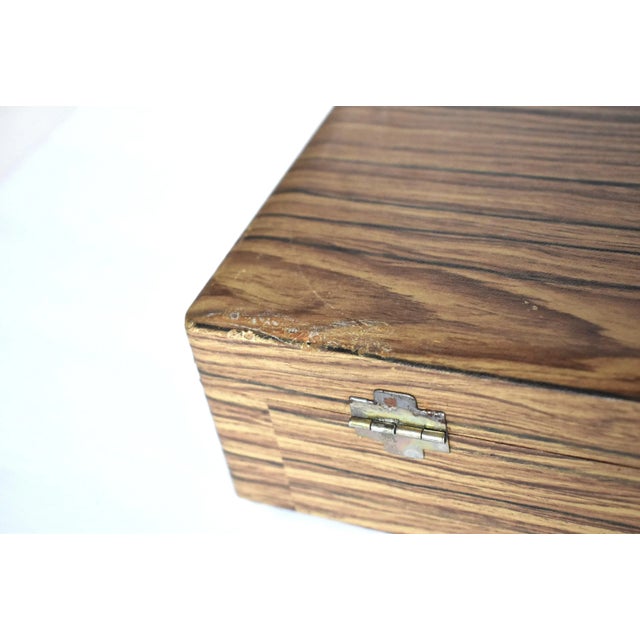 MidCentury Faux Wood Silverware Storage Box Chairish