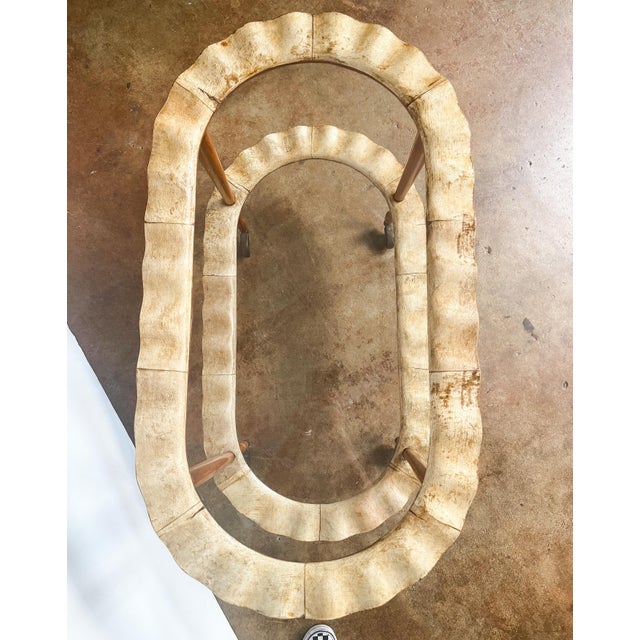 Brown Italian Two-Tier Drinks Cart of Scalloped Wood and Glass - Mid 20th Century For Sale - Image 8 of 10