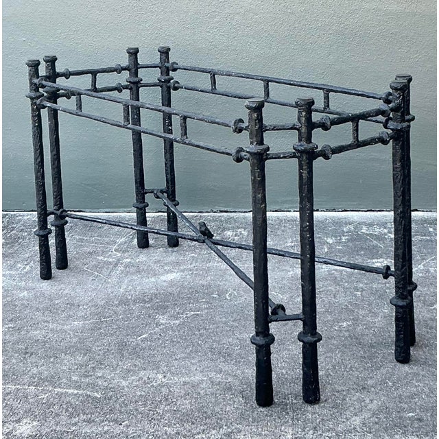 Vintage Boho Hammered Iron Dining Table After Giacometti For Sale In West Palm - Image 6 of 12
