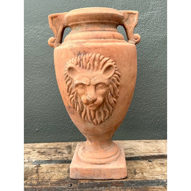 Vintage Terracotta Lion’s Head Urn For Sale - Image 11 of 12