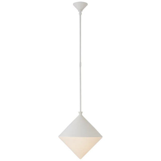 AERIN for Visual Comfort Signature Sarnen Medium Pendant in Matte White with White Glass For Sale