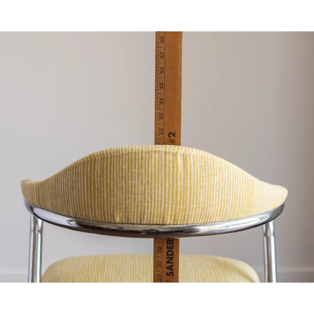 Metal Vintage Chrome Armchair With Imperfect Yellow and White Stripes the Fabric Is by Kelly Wearstler Celled "Vertex" , and Is Suitable for Indoor/Outdoor For Sale - Image 7 of 7