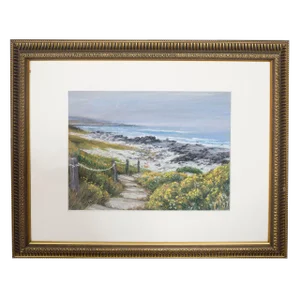 Modern Seascape “Pebble Beach” Pastel on Paper by Elena Maza