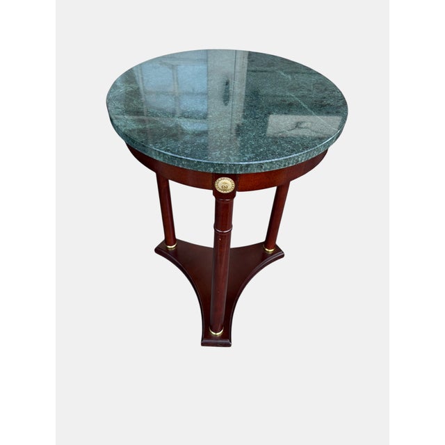 Vintage Mid‑20th Century Regency Style Marble Pedestal Side Table — Attributed to The Bombay Company Elevate any room with...
