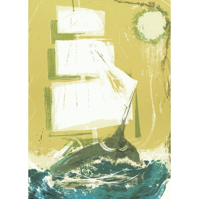 1968 "Moby Dick" Lithograph by Benton Spruance "The Bachelor" (Ship) For Sale - Image 4 of 7
