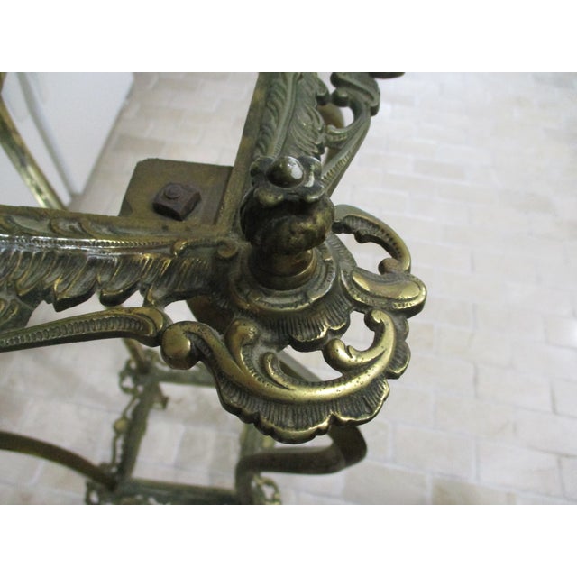 Antique Brass Marble Ornate Rococo Gueridon Candle / Plant Lamp Table Pedestal For Sale - Image 15 of 18