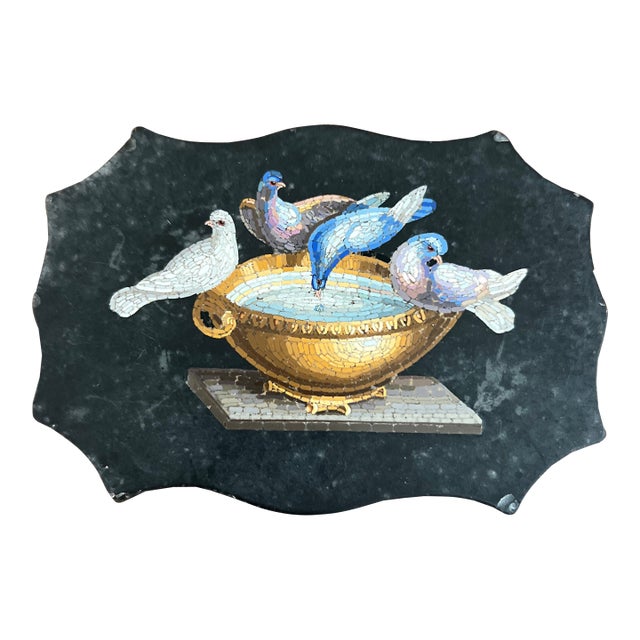 Italian Grand Tour Style Micromosaic Paper Weight With Doves of Pliny For Sale