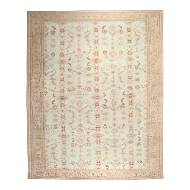 Oversize Antique Zabihi Collection Turkish Oushak Light Blue Decorative Rug - 3'7" x 18'5" For Sale