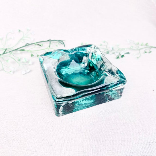 1970s Vintage Murano Glass Ashtray in Green Glass, 1970s For Sale - Image 5 of 13
