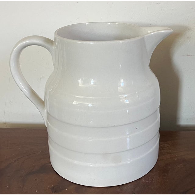 Mid-Century English Creamware 5 Pint Banded Pitcher Jug Dated 1953 For Sale In New York - Image 6 of 12