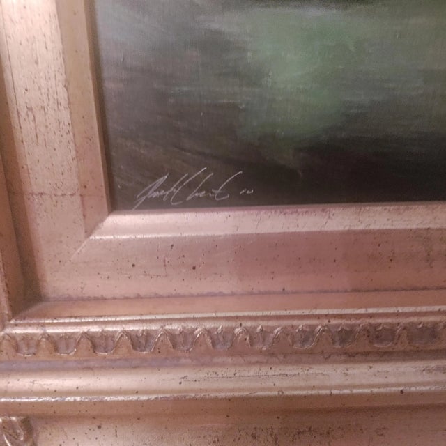 A beautifully done painting depicting 3 beautiful well done lime colored pears -signed lower left can't make out artist...