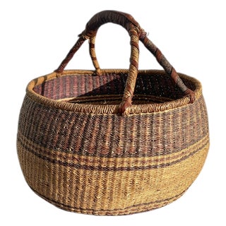Hand-Woven African Storage Basket, 1960s For Sale