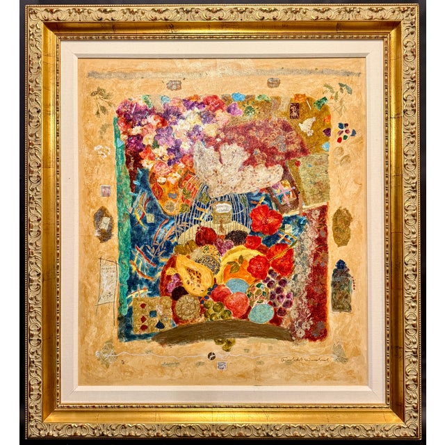 Vibrant limited-edition serigraph and mixed media on canvas by British artist Roy Fairchild-Woodard, titled Time to Sing...