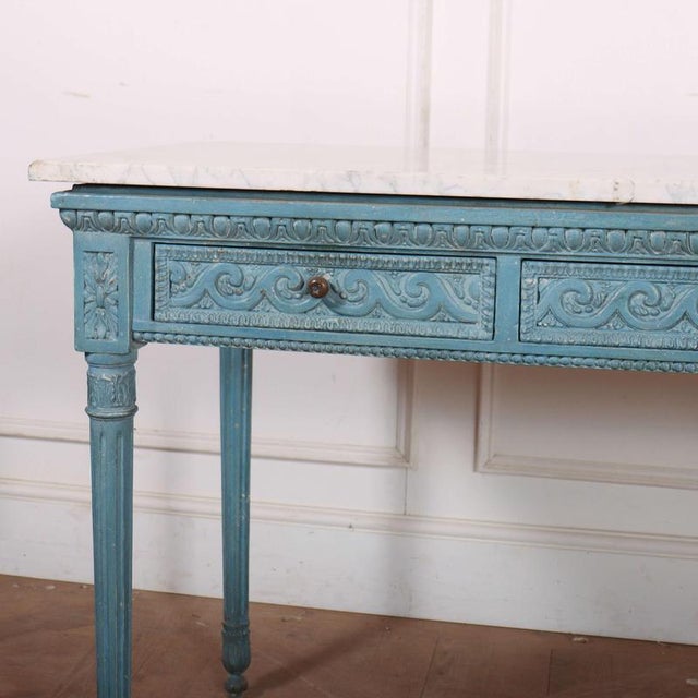Italian Carved Console Table with Marble Top For Sale - Image 3 of 12
