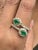 Art Deco Natural Emerald Halo Diamond Bypass Ring in 18k Gold Size 7 For Sale - Image 3 of 10