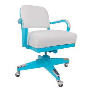 Mid-Century Modern Aqua Tanker Desk Chair For Sale