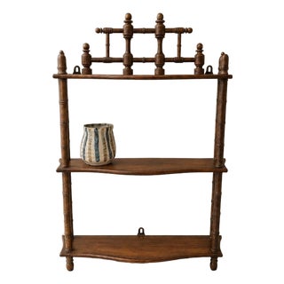 Vintage Bamboo Wall Shelf Faux Bamboo Étagère Hollywood Regency Wall Display Shelf Chinoiserie Cottage Bookcase Decor For Sale