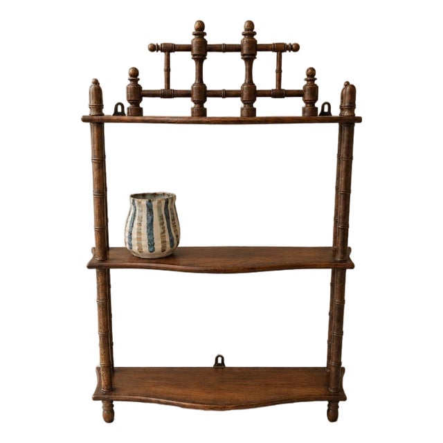 Vintage Bamboo Wall Shelf Faux Bamboo Étagère Hollywood Regency Wall Display Shelf Chinoiserie Cottage Bookcase Decor For Sale