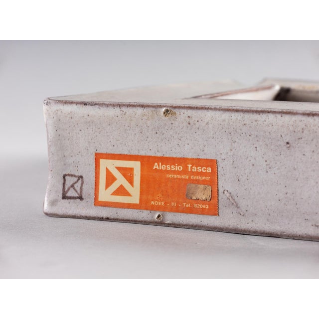 Vintage Square Glazed Ceramic Vase by Alessio Tasca, 1970s For Sale - Image 4 of 13
