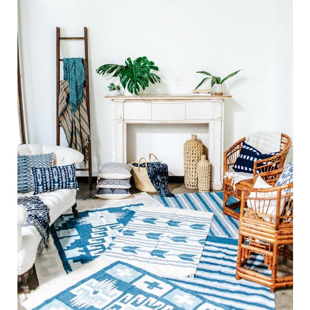 Blue & White Handwoven Striped Rug 2′6″ × 5′ Chairish