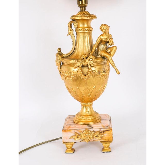 Pink Antique Neoclassical Ormolu and Pink Marble Table Lamps, 20th Century, Set of 2 For Sale - Image 8 of 18